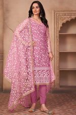 Load image into Gallery viewer, Exquisite Net Fabric Festival Wear Pink Color Embroidered Salwar Suit
