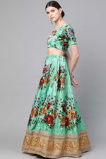 Load image into Gallery viewer, Function Wear Art Silk Fabric Designer Green Color Floral Digital Printed Phenomenal Lehenga
