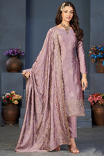 Load image into Gallery viewer, Traditional Lavender Vichitra Fabric Embroidered Salwar Suit for Festival
