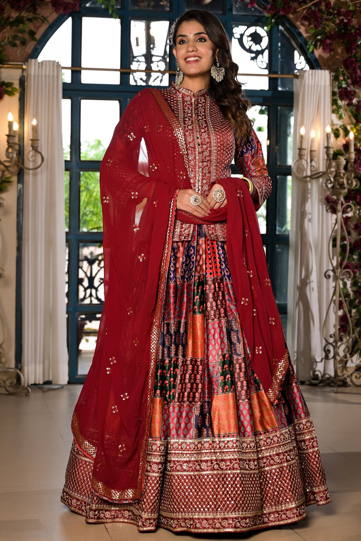 Occasion Style Printed Readymade Lehenga Choli In Multi Color Satin Fabric