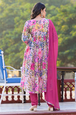 Load image into Gallery viewer, Georgette Fabric Pink Color Excellent Anarklai Suit With Printed Work
