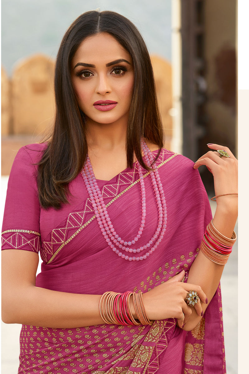 Asmita Sood Pink Color Georgette Fabric Vivacious Saree
