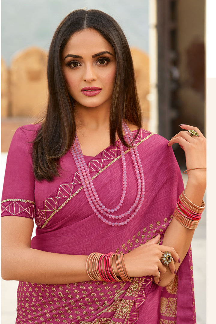 Asmita Sood Pink Color Georgette Fabric Vivacious Saree