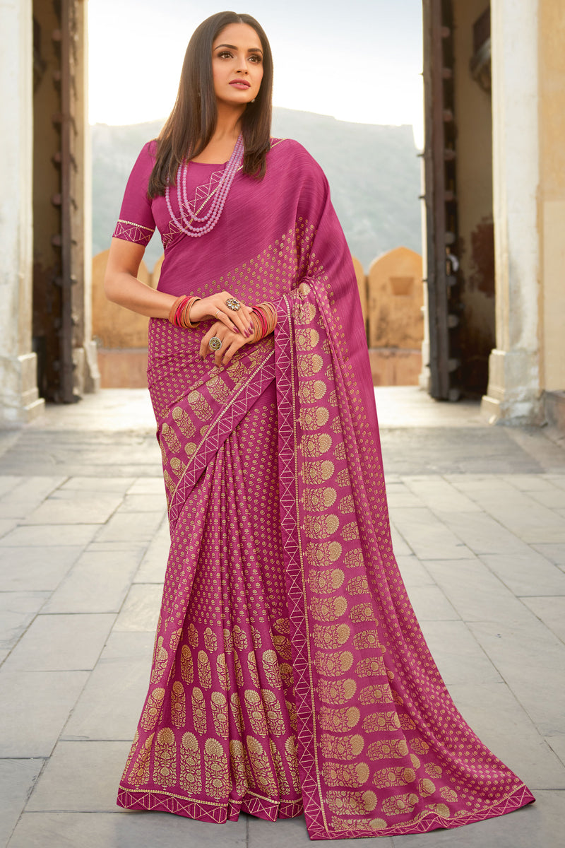 Asmita Sood Pink Color Georgette Fabric Vivacious Saree