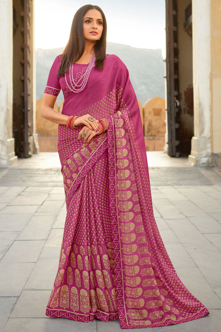 Asmita Sood Pink Color Georgette Fabric Vivacious Saree