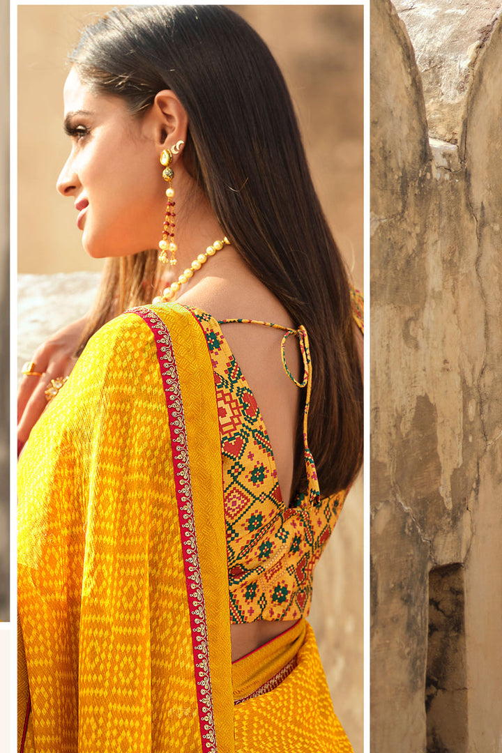 Asmita Sood Yellow Color Georgette Fabric Precious Saree