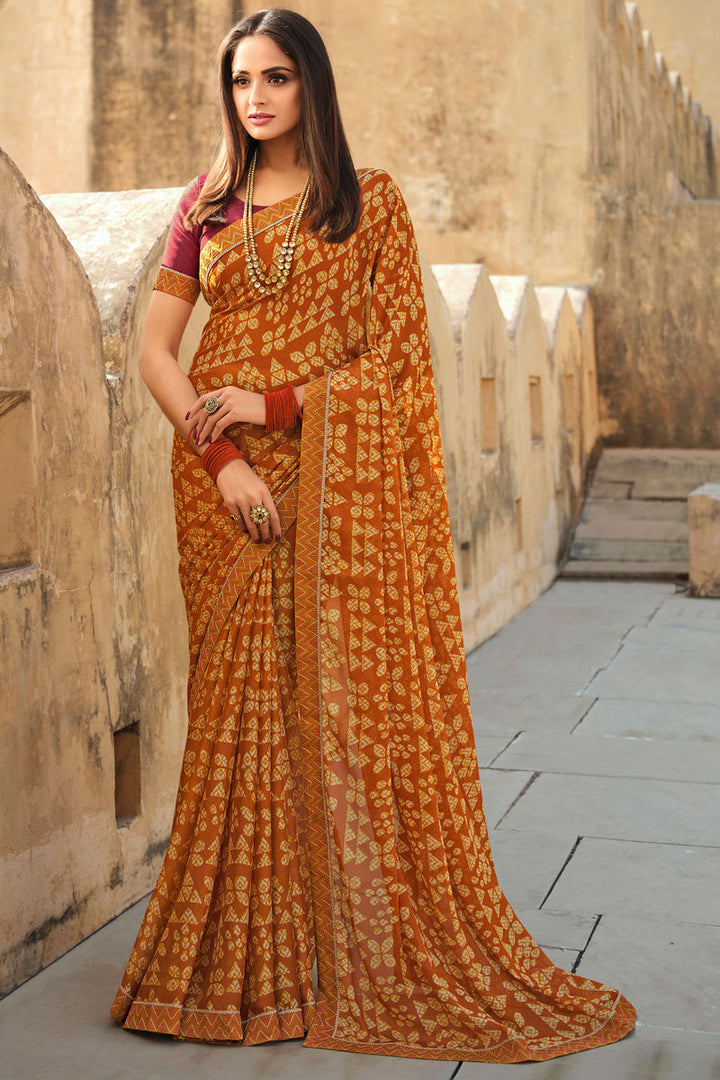 Asmita Sood Attractive Chiffon Fabric Mustard Color Saree