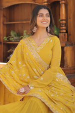Load image into Gallery viewer, Yellow Color Anarkali Style Embroidered Readymade Long Gown With Dupatta
