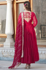 Load image into Gallery viewer, Rani Color Function Wear Captivating Readymade Long Gown In Georgette Fabric
