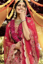 Load image into Gallery viewer, Art Silk Fabric Embroidered Wedding Wear Designer Lehenga Choli In Pink Color
