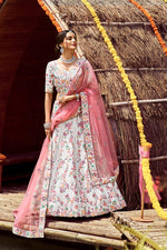 Load image into Gallery viewer, Art Silk Fabric Off White Color Wedding Wear Embroidered Work Bridal Lehenga
