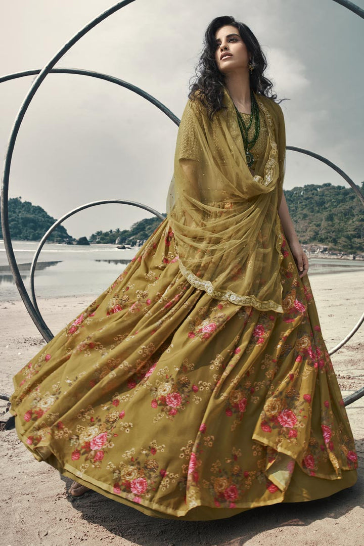 Buy Neel Art Womens Georgette Fabric Lehenga Choli Set - Olive Green With  Dupatta. Online at Best Prices in India - JioMart.