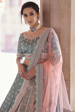 Load image into Gallery viewer, Satin Fabric Glittering Embroidered Work Lehenga Choli In Grey Color
