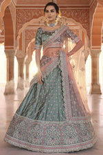 Load image into Gallery viewer, Satin Fabric Glittering Embroidered Work Lehenga Choli In Grey Color
