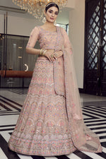 Load image into Gallery viewer, Engaging Peach Color Organza Fabric Designer Lehenga With Embroidered Work
