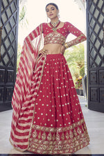 Load image into Gallery viewer, Creative Embroidered Work On Designer Lehenga In Red Color Georgette Fabric

