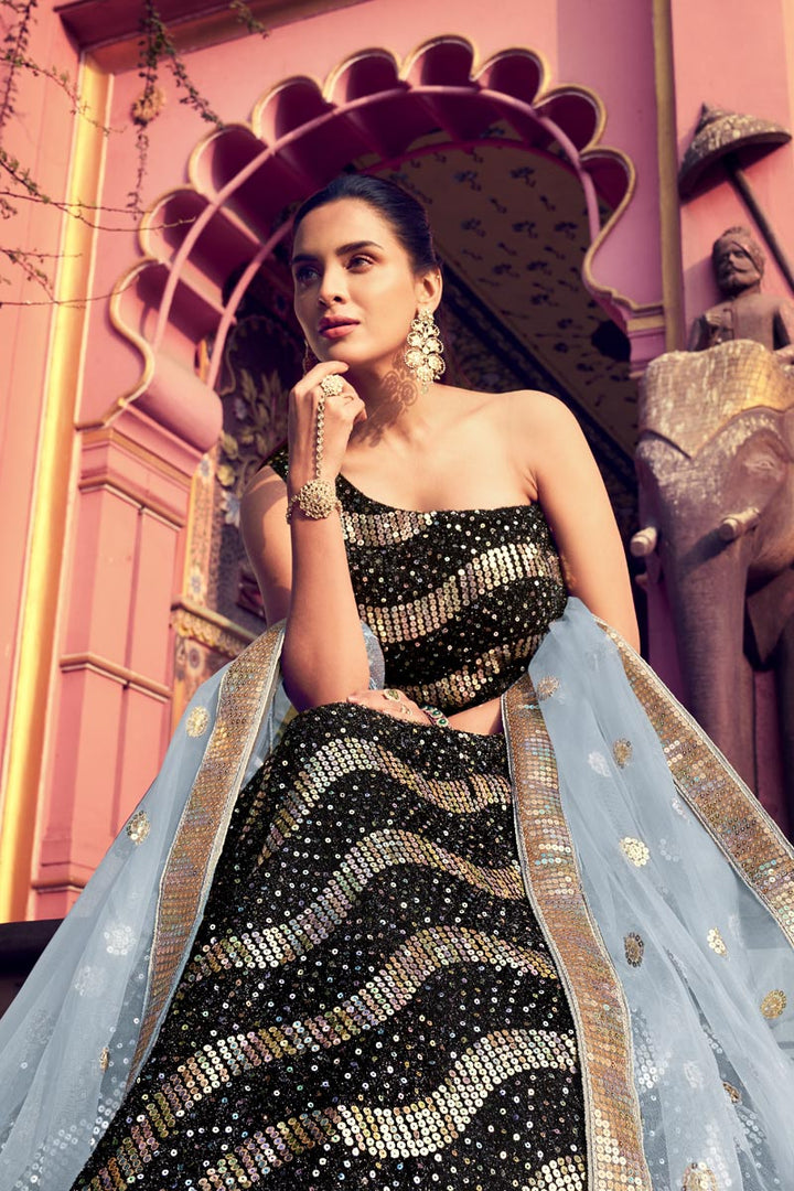Fancy Fabric Wedding Wear 3 Piece Lehenga