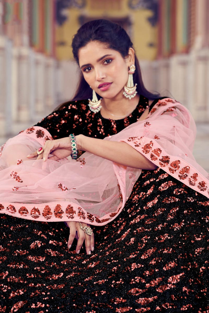 Black Color Designer Wedding Lehenga