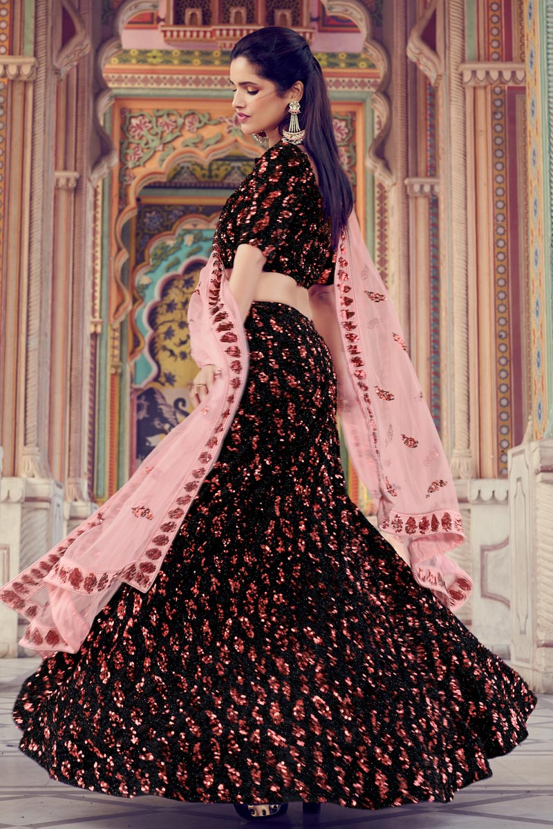 Black Color Designer Wedding Lehenga