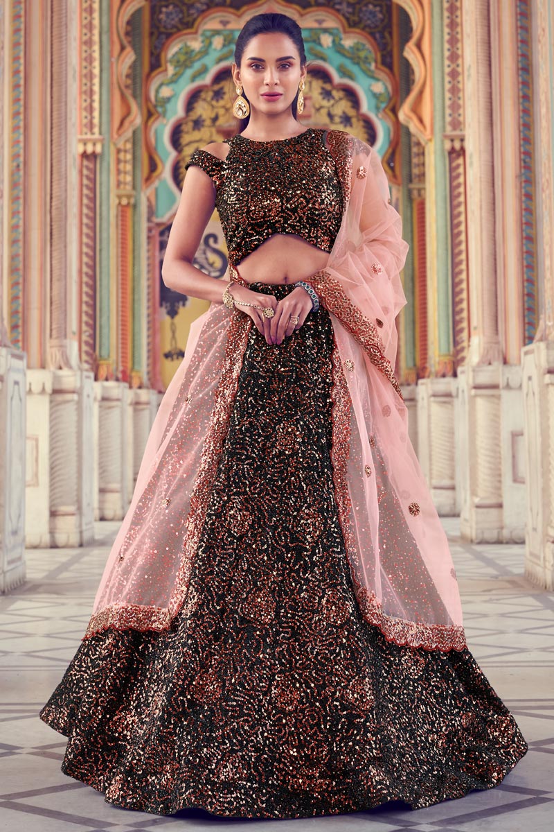 Black Color Fancy Fabric Function Wear Lehenga Choli