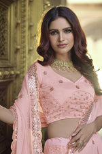 Load image into Gallery viewer, Pink Color Sangeet Wear Chic Georgette Fabric Sequins Work Lehenga
