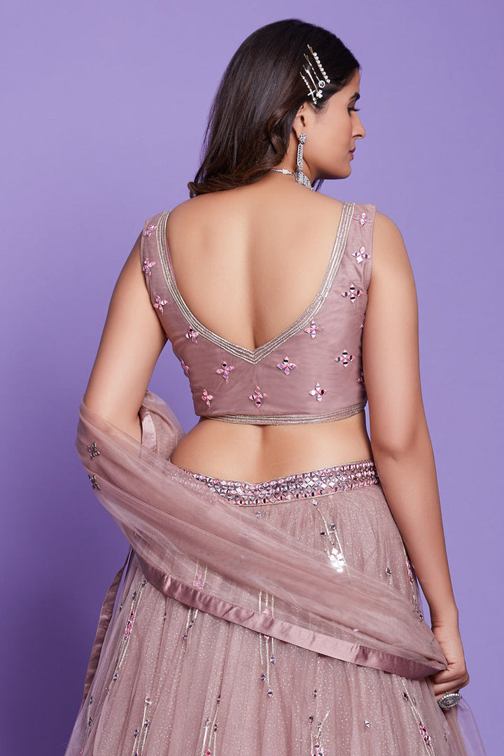 Excellent Silk Fabric Lavender Color Wedding Wear Readymade Lehenga Choli With Embroidered Work