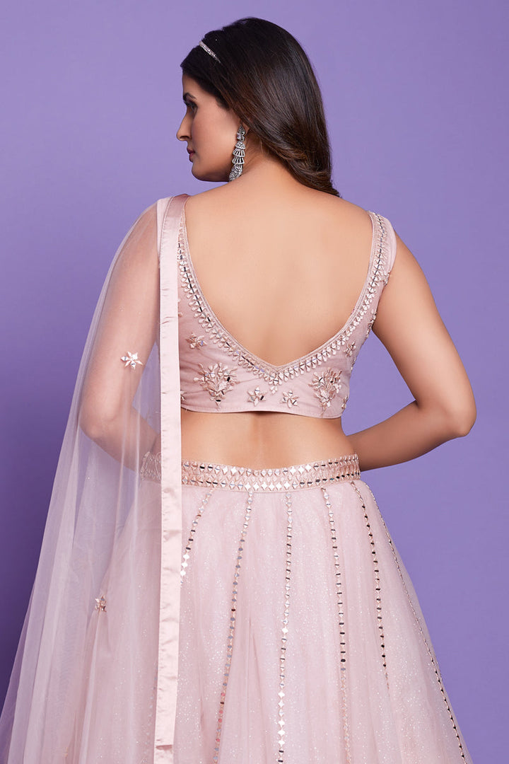 Embroidered Peach Color Wedding Wear Fancy Readymade Lehenga Choli In Silk Fabric