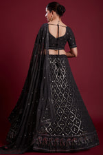 Load image into Gallery viewer, Regal Black Georgette Lehenga With Intricate Embroidered  and Zarkan Work
