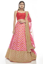 Load image into Gallery viewer, Organza Fabric Pink Color Lehenga With Beauteous Printed Work
