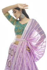 Load image into Gallery viewer, Lavender Color Embroidered Work On Georgette Fabric Riveting Lehenga
