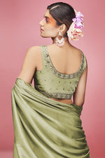 Load image into Gallery viewer, Green Color Embroidered Work On Art Silk Fabric Graceful Lehenga
