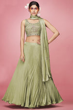 Load image into Gallery viewer, Green Color Embroidered Work On Art Silk Fabric Graceful Lehenga
