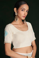 Load image into Gallery viewer, Detailed White Georgette Saree With Lucknowi Work
