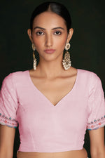 Load image into Gallery viewer, Classic Pink Georgette Saree With Delicate Lucknowi Work
