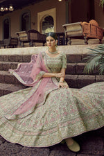 Load image into Gallery viewer, Sangeet Wear Lehenga Choli In Sea Green Color Georgette Fabric
