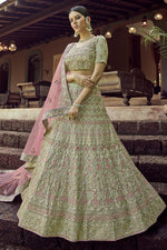 Load image into Gallery viewer, Sangeet Wear Lehenga Choli In Sea Green Color Georgette Fabric
