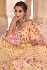 Load image into Gallery viewer, Function Wear Georgette EmbroideYellow Lehenga In Yellow
