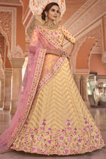 Load image into Gallery viewer, Function Wear Georgette EmbroideYellow Lehenga In Yellow
