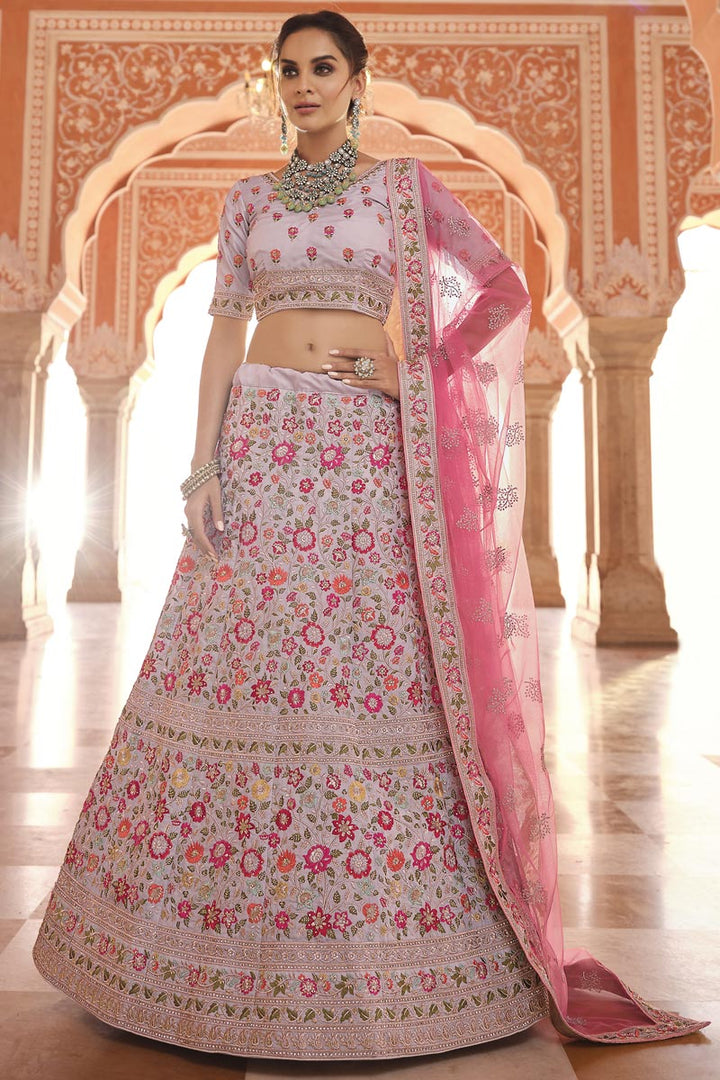 Function Wear Grey Crepe EmbroideGrey Lehenga Choli