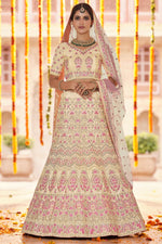 Load image into Gallery viewer, Beige Color Crepe Fabric Heavy Embroidered Wedding Wear Lehenga Choli
