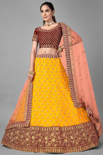 Load image into Gallery viewer, Yellow Color Designer Thread Embroidered Lehenga Choli
