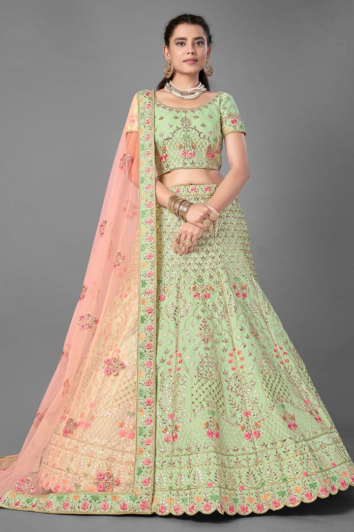 Art Silk Fabric Wedding Wear Thread Embroidered Lehenga Choli
