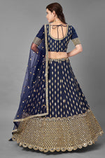 Load image into Gallery viewer, Wedding Wear Fancy Work Lehenga Choli In Navy Blue Color Art Silk Fabric

