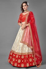 Load image into Gallery viewer, Off White Color Jacquard Fabric Fancy Work Reception Wear Lehenga Choli
