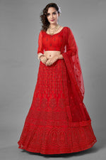 Load image into Gallery viewer, Fancy Work Wedding Wear Lehenga Choli In Red Color
