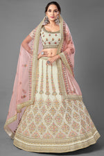 Load image into Gallery viewer, Beige Color Thread Embroiderd Reception Wear Lehenga Choli In Georgette Fabric
