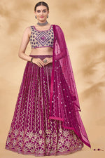 Load image into Gallery viewer, Purple Color Sangeet Wear Georgette Lehenga With Intricate Sequins Work
