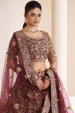 Load image into Gallery viewer, Wedding Wear Red Net Fabric Lehenga Choli With Embroidery Work
