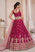 Load image into Gallery viewer, Georgette Pink Designer 3 Piece Lehenga Choli With Embroidery Designs