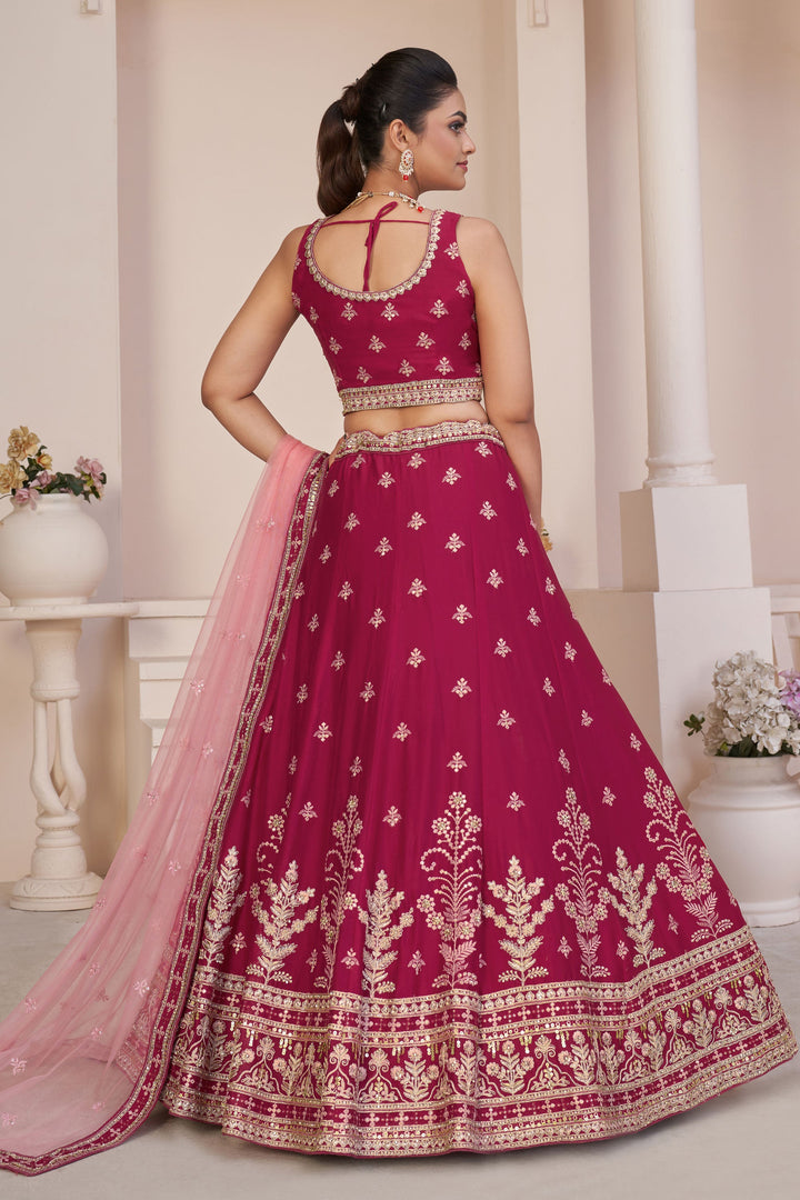 Georgette Pink Designer 3 Piece Lehenga Choli With Embroidery Designs